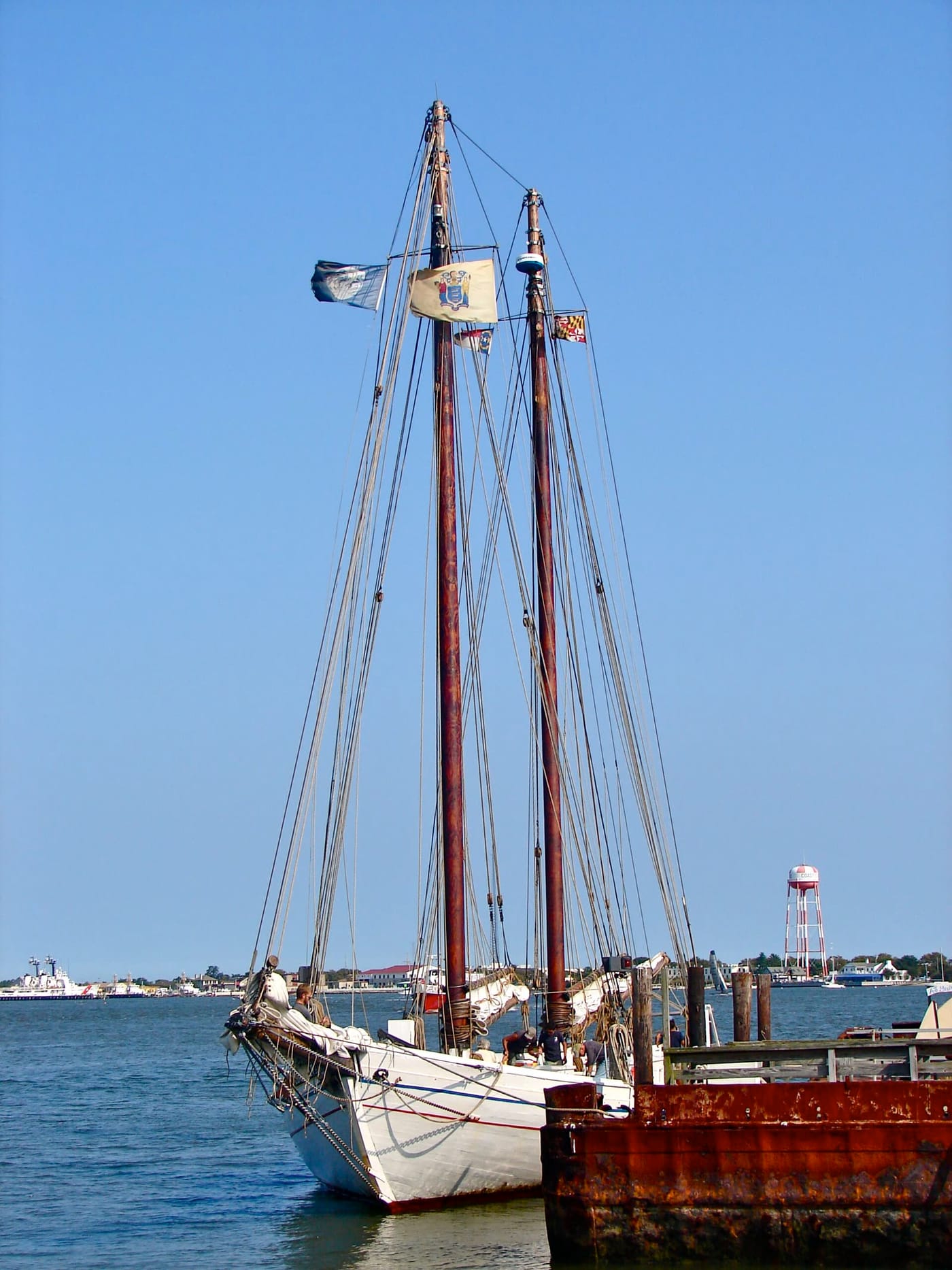 The A.J. Meerwald, a restored Delaware Bay oyster schooner, in Cape May Harbor