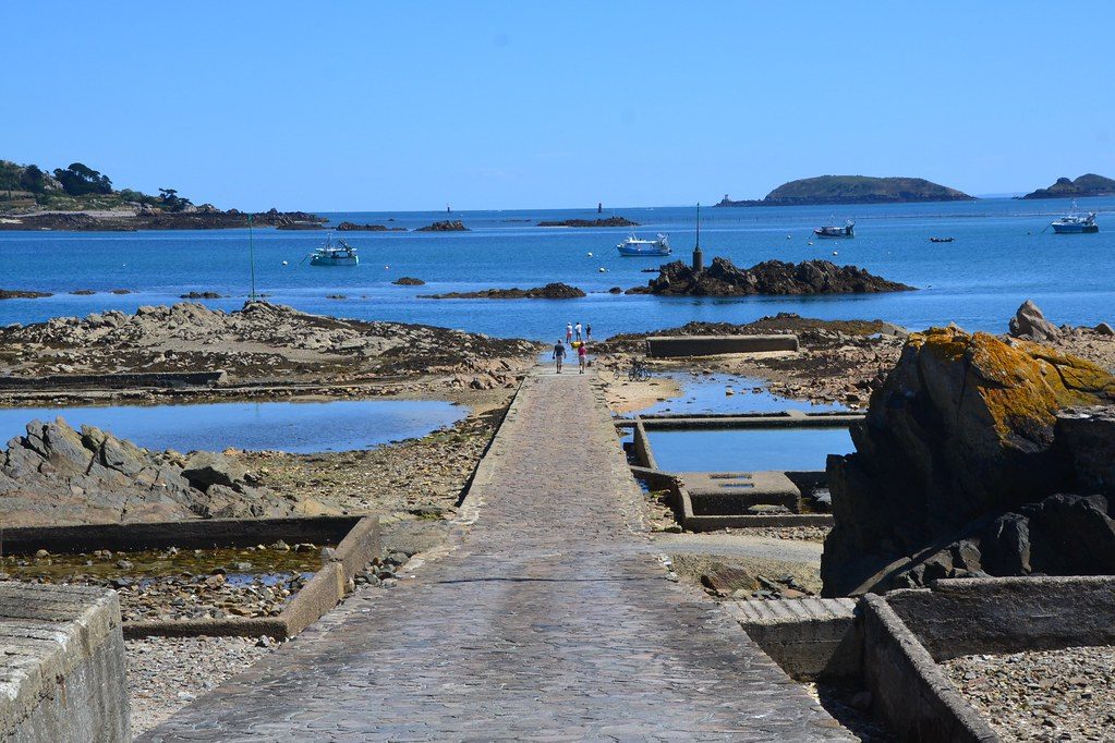 Oyster farming near Pointe de Pors-Even, Brittany
