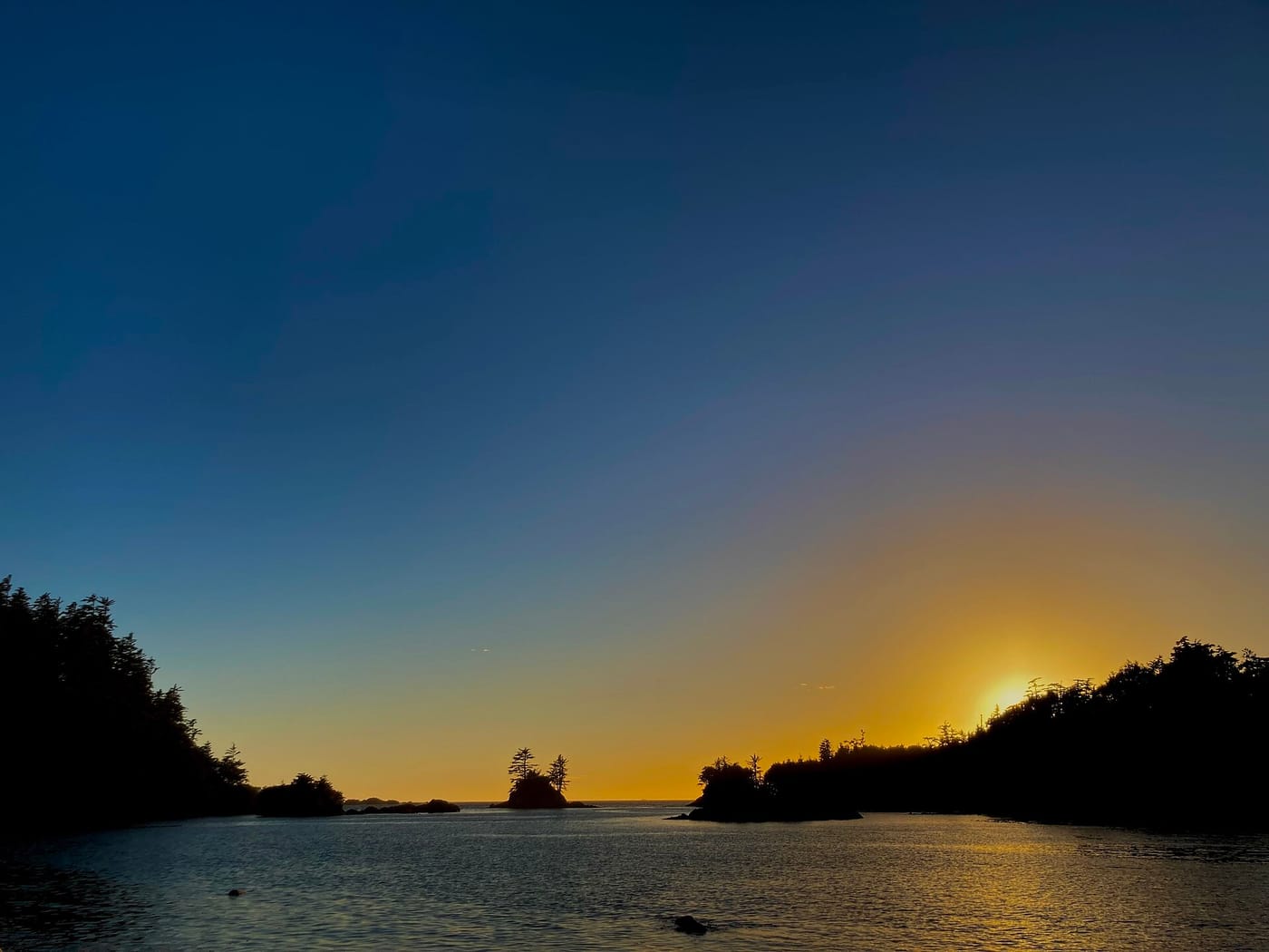 Sunset from Clarke Island in the Broken Group, the islands west of Imperial Eagle Channel in Barkley Sound