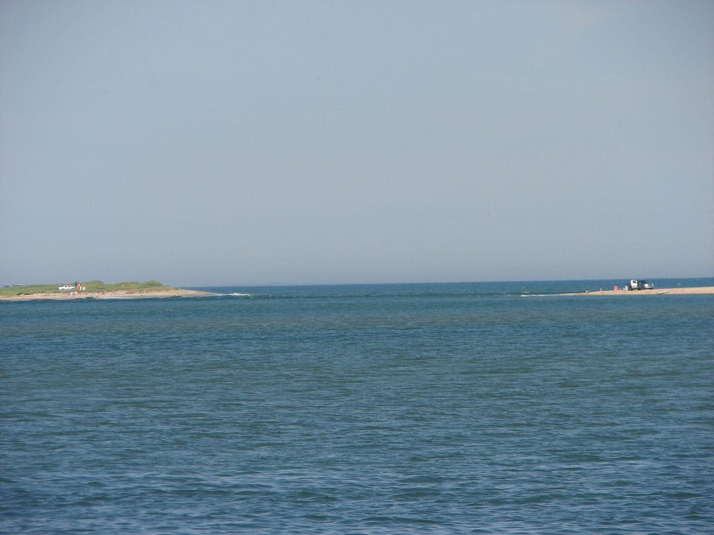 The breach in the barrier beach at Katama Bay, Martha's Vineyard, in July 2007