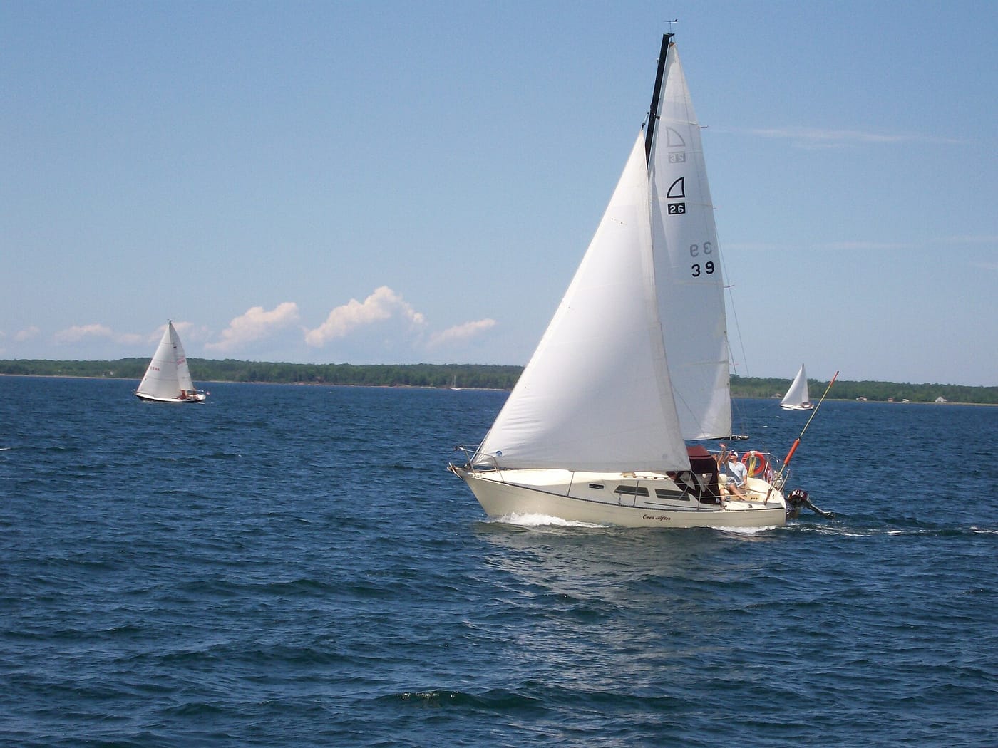A yacht under sail on Tatamagouche Bay, Nova Scotia, in 2007