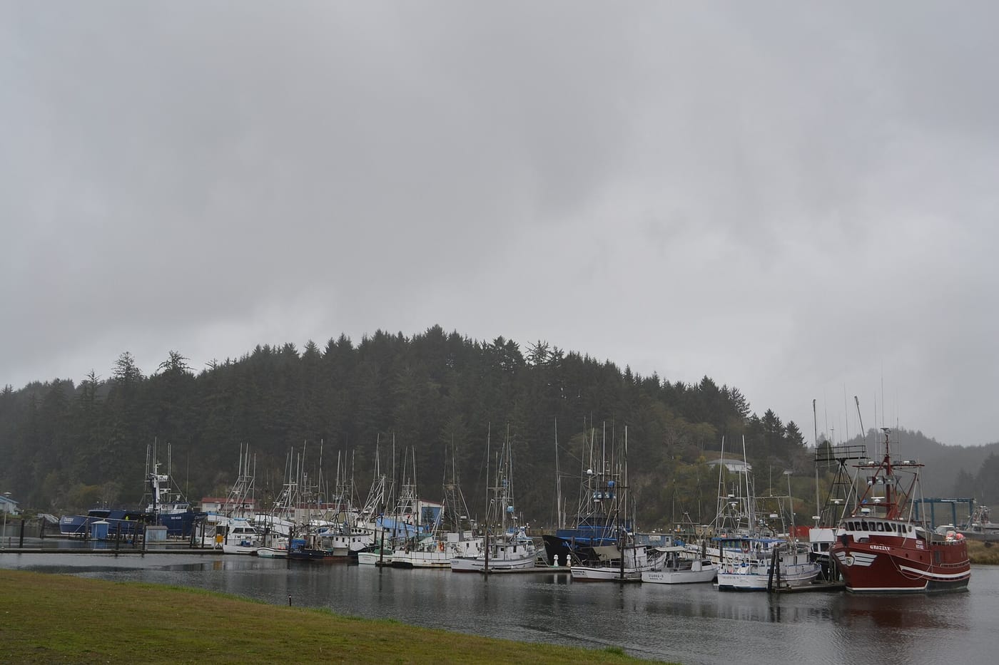 The harbor at Winchester Bay, Oregon, at the mouth of the Umpqua River