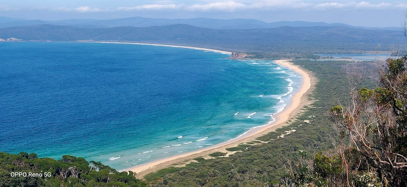 Disaster Bay, into which Wonboyn Lake drains, seen from Beowa National Park